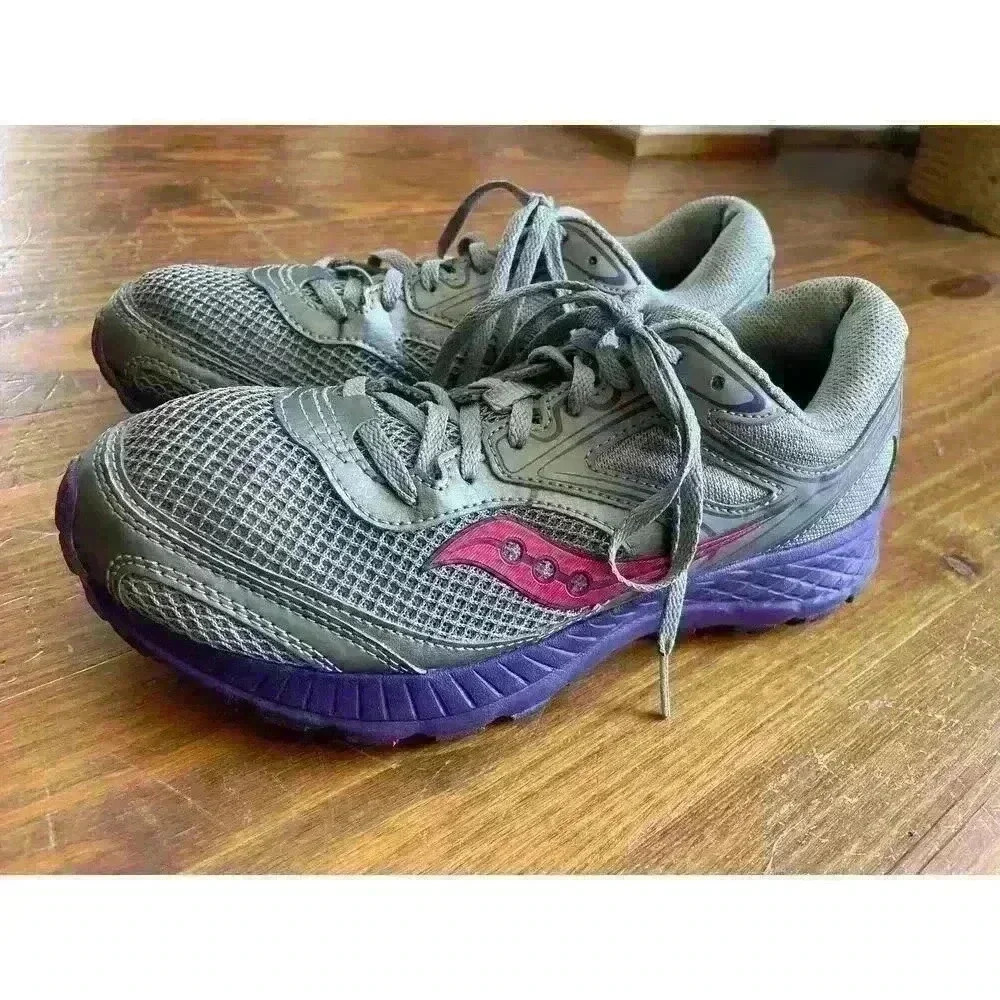 Saucony Gray/Purple Cohesion Lace Up Running Shoe,sz 9 - Picture 2 of 8